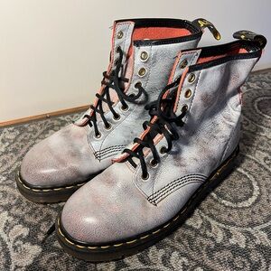 Size 9 Dr Martens vintage england fire orange rub off acid boots
